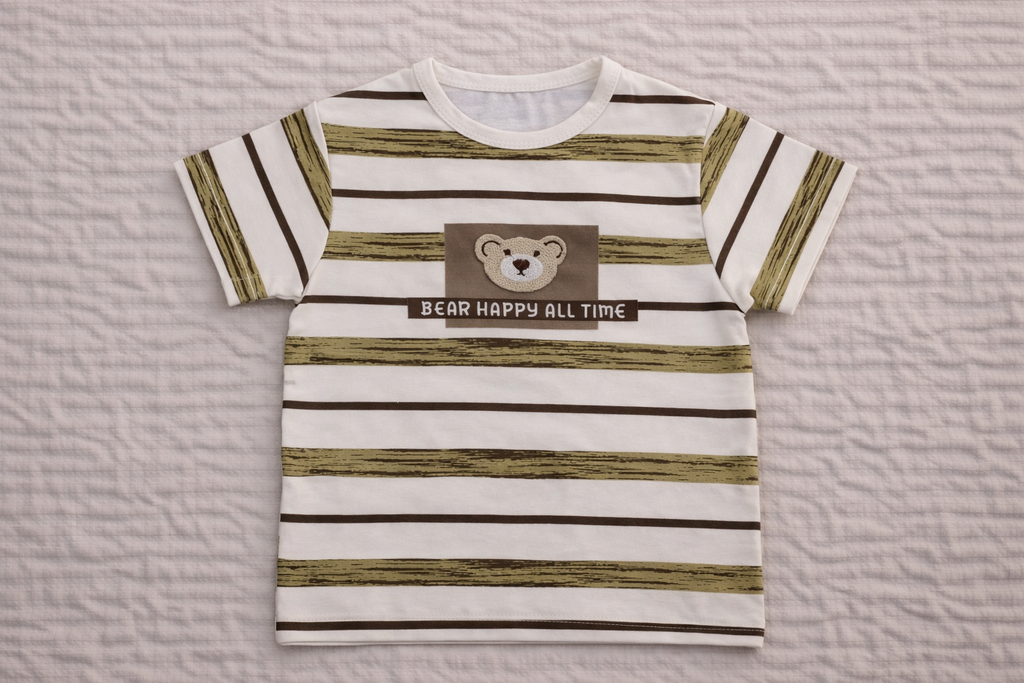 “Happy Bear Stripe Kids Summer Set”