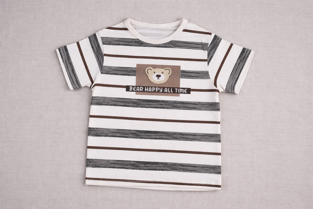 “Happy Bear Stripe Kids Summer Set”
