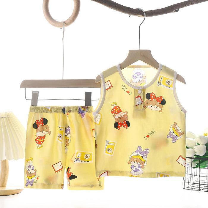 Little Girl Print Sleeveless Pair